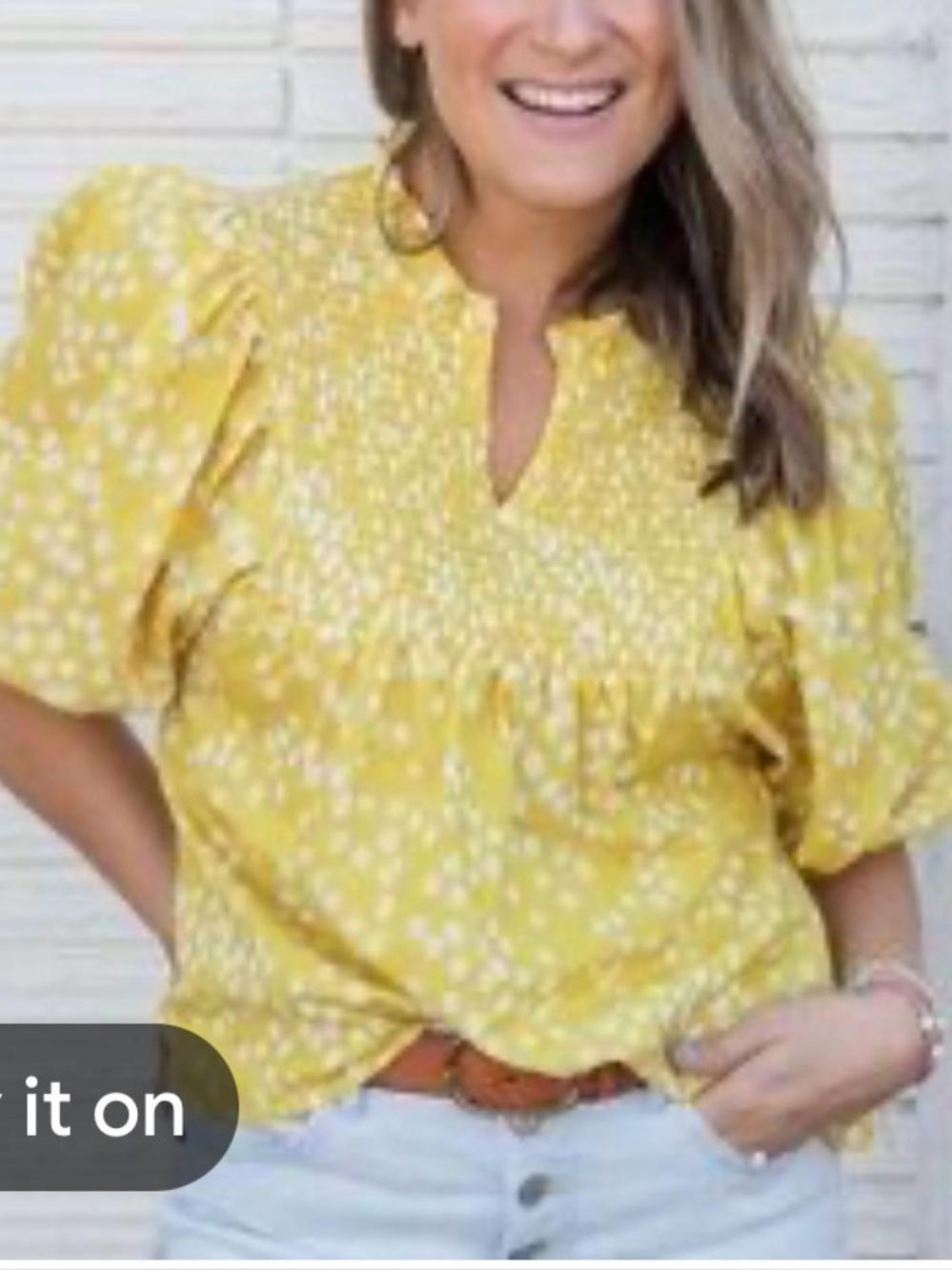 Sunshine Smocked V-Neck Polka Dot Tunic Top